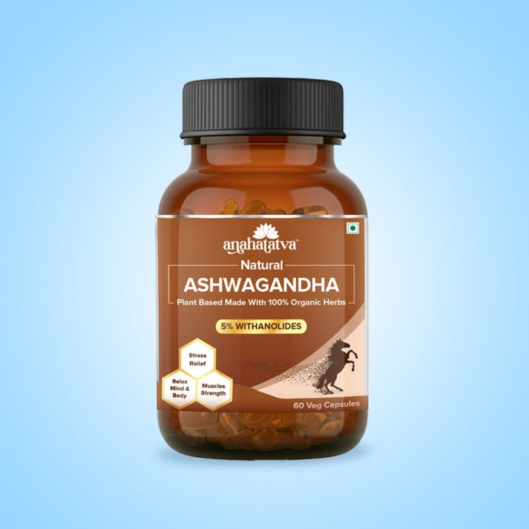 NATURAL ASHWAGANDHA CAPSULE 500mg (with 5% Withanolides) | Reduces Stress & Anxiety | 100% Natural, Certified Organic Herbs