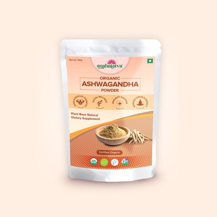 CERTIFIED ORGANIC ASHWAGANDHA POWDER- 150gm | Plant Based 100% Pure & Natural,  USDA Organic, EU Certified, India Organic, Non-GMO Certified