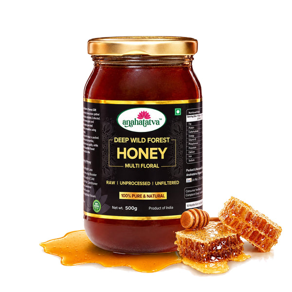 Anahatatva Deep Wild Forest Honey with honeycomb and dipper