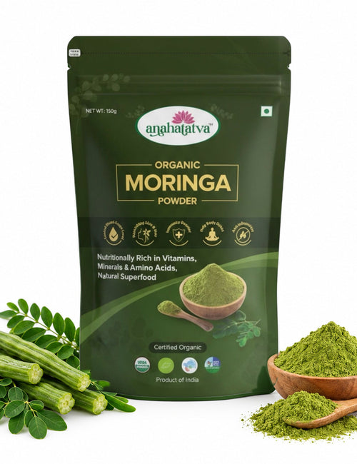Anahatatva CERTIFIED ORGANIC MORINGA POWDER 150gm – back of pack