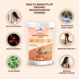 CERTIFIED ORGANIC ASHWAGANDHA POWDER- 150gm | Plant Based 100% Pure & Natural,  USDA Organic, EU Certified, India Organic, Non-GMO Certified