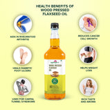 WOOD PRESSED FLAXSEED OIL | Rich Taste & Aroma | 100% Pure & Natural | Best Oil For Toppings